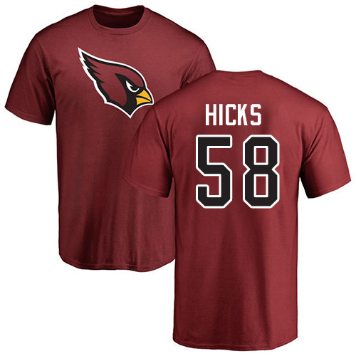 Arizona Cardinals Men Maroon Jordan Hicks Name And Number Logo NFL Football #58 T Shirt->arizona cardinals->NFL Jersey